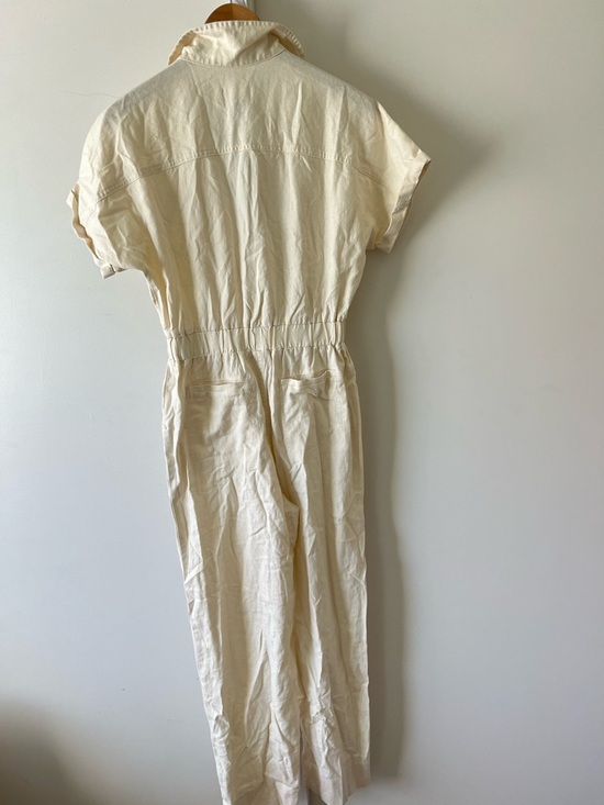 NWT Universal Thread Linen Jumpsuit Wide Leg Cargo Pockets Belted Cream White 0 - Picture 8 of 9